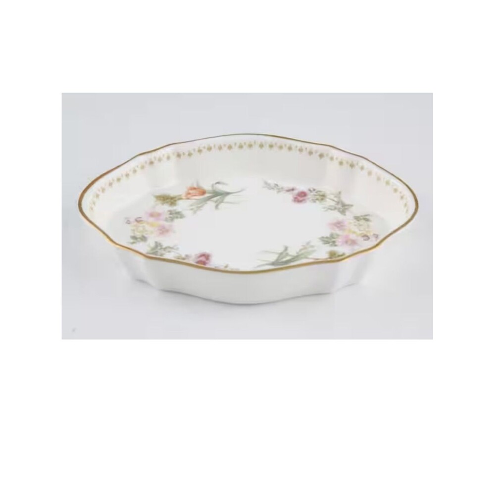Wedgwood Mirabelle Floral Porcelain Trinket Dish with Gold Trim